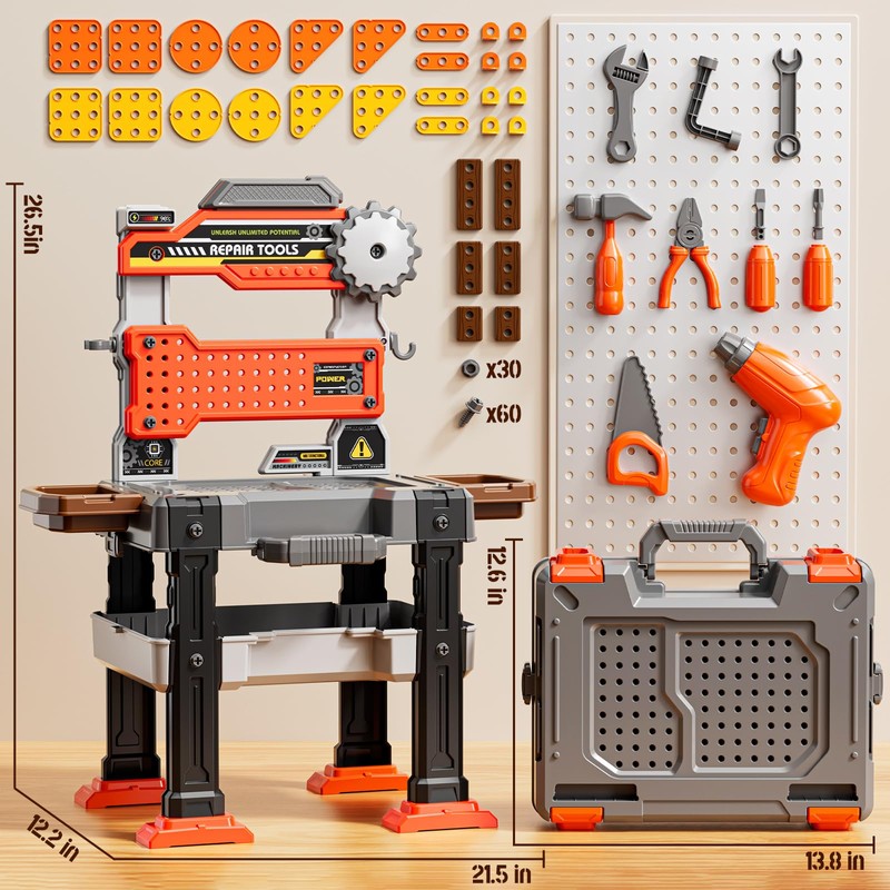 XINNOVEL 2 in 1 Workbench Toys for Toddlers 3-5, Kids