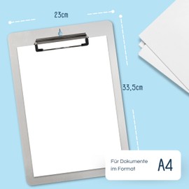 RAYLU PAPER - A4 Aluminium Clipboard with Clip Bar for Restaurant, Office, Hospital, Elegant and Sturdy Design, Rounded Edges, Durable Handle, Matte Feel, Anti-Fingerprint