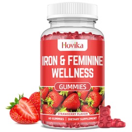 Iron for Women Gummies, 25mg Iron Supplement Anemia with multivitamin for Women, Zinc, Selenium, Iodine - for Iron Deficiency - Natural Hormonal Support for PMS, Strawberry Flavour, 60 Count