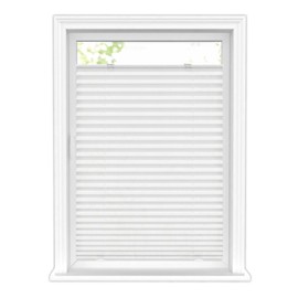 LazBlinds Tool-Free Cordless Pleated Shades with Suction Cups Light Filtering Top Down Bottom Up Pleated Blinds for Windows French Door Size 20" W X 38" H, White