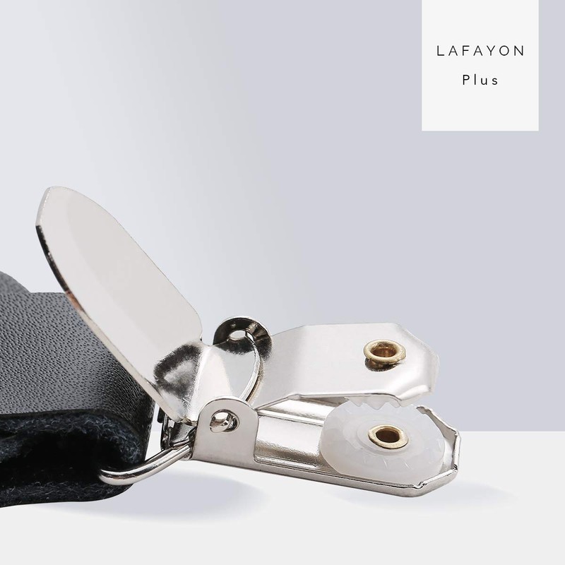 Lafayon Men's Braces 6 Buckles Y-Back Striped Heavy-Duty Durable Elastic