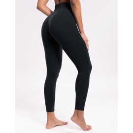 ENERBLOOM Workout Leggings for Women Yoga Pants 7/8 High Waisted Athletic Tights Silky Feeling Soft 25" Gym Activewear Lounge Black XX-Small