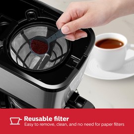 Holstein Housewares 5 Cup Coffee Maker – Compact Drip Coffee Machine with Auto Pause & Serve, Reusable Filter, Glass Carafe, Water Window & Warming Plate, Black