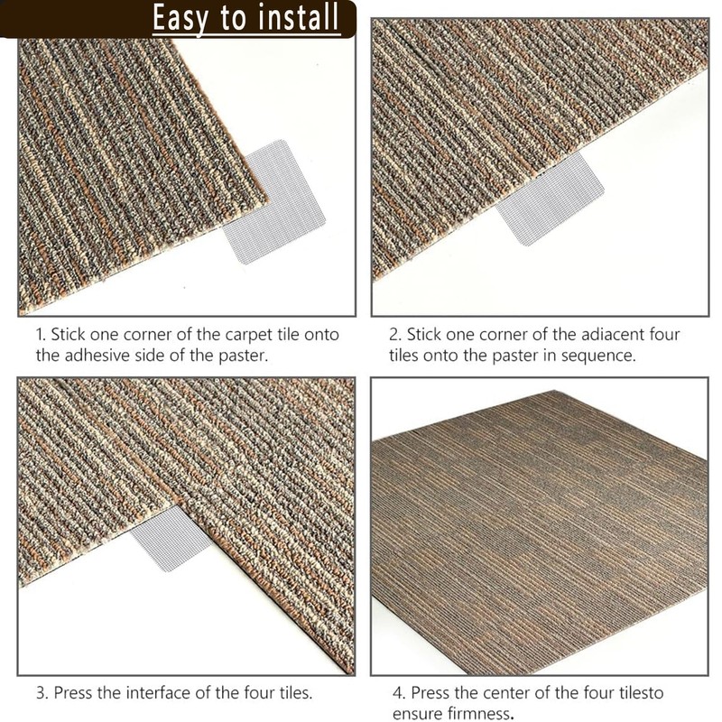 Carpet Tile Tape, 4" x 4"Carpet Square Adhesives Tabs That