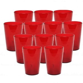 TrueCraftware- 8 oz. Pebbled Tumbler Drinking Cups Red Color Set of 12 - Reusable Premium Water Iced Tea Glasses Drinking Glasses Stackable Dishwasher Safe Break-Resistant for Home and Restaurants