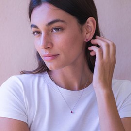 Anderson and Webb Natural Ruby Jewellery set of Necklaces for Women and Stud Earrings for Women in Hypoallergenic Stainless Steel, Exquisite Jewellery for Women, Gift Boxed