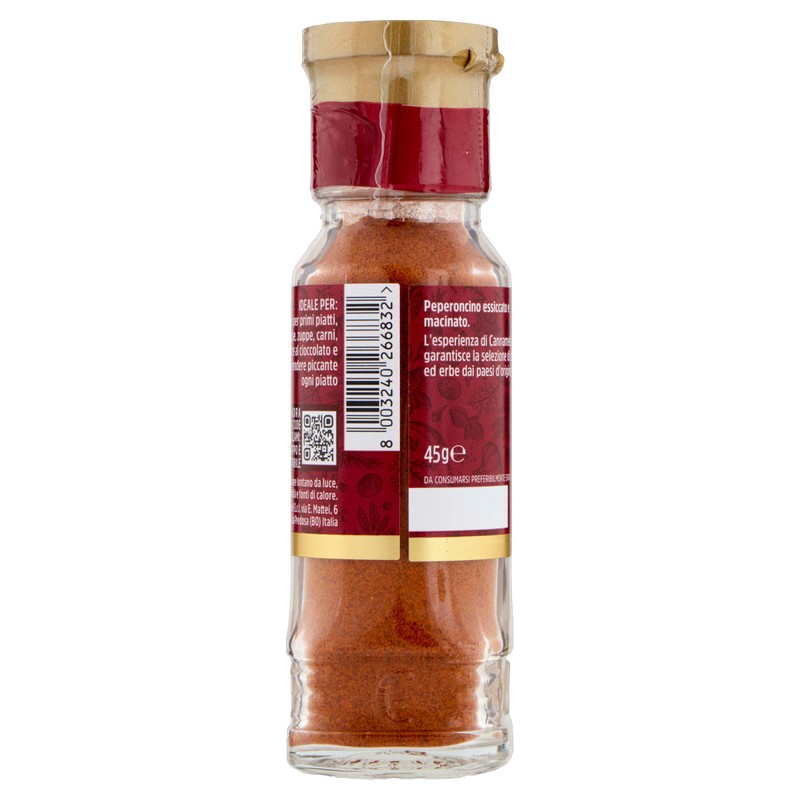 Cannamela, Linea Maxi Oro, Peperoncino Macinato, Confezione da 45g, Piccantezza