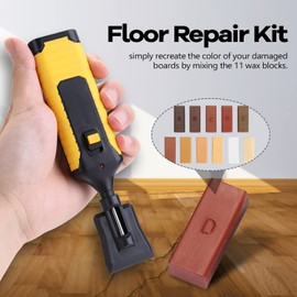 Wood Floor Furniture Scratch Repair Kit of 11 Colors Wax, Leepesx Laminate Repairing Kit with Melting Tool for Cracked Stone Crack Chip Ceramic Floor