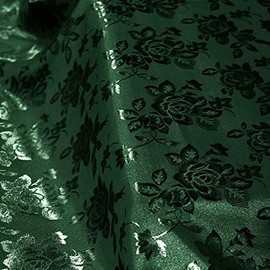 Kayla Dark Hunter Green Polyester Floral Jacquard Brocade Satin Fabric by The Yard - 10004