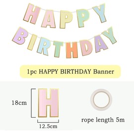 Pastel Birthday Party Banner,Party Banners & Garlands for Macaron Party Decorations Supplies