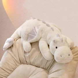 White Weighted Stuffed Animals 10Lbs 35.4", Weighted Dragon Stuffed Animal for Kids and Adults, Heavy Weighted Stuffed Animals for Comfort and Relaxation