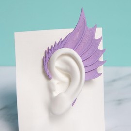 Little Dragon Ear Cuffs Lightweight Fantasy-Inspired Dragon Ear Cuffs 70.74mm Tall × 58.52mm Wide × 4.3mm Thick Plastic with Winged Shape and Scale Details - Color: Light Purple