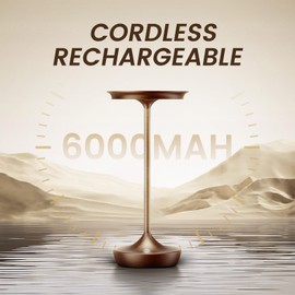 Tpczqj Cordless Table Lamp Rechargeable- LED Battery Operated Touch Lamps,Portable 3 Color Dimmable Waterproof Lights for Patio/Restaurant/Dining/Outdoor(Brown2)