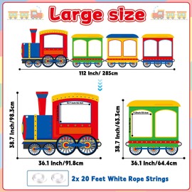 Train Shaped Photo Prop Selfie Frame Party Decor Large Steam Train Photo Booth Props Colorful Train Photo Background Party Supplies Chugga Chugga Two Two Banner Backdrop Party Sign 112 x38.7 Inch