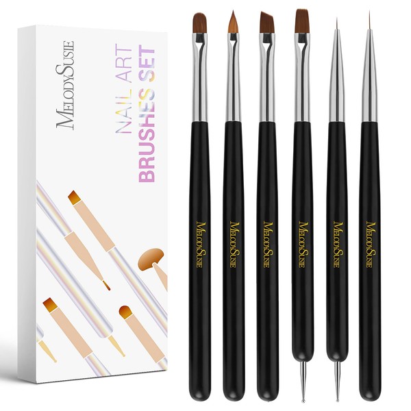 MelodySusie MelodySusie Nail Art Brushes Set,6pcs Professional Pen,Nail Art Tools