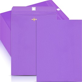 Geyee 100 Pcs Clasp Manilla Envelopes Gummed Colored Envelopes for Storing or Mailing for Home Office Business Supplies(Purple,9 x 12 Inch)