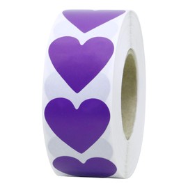 Hybsk Purple Heart Stickers Valentine's Day Crafting Scrapbooking 30mm Adhesive Label (Purple)