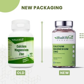 Generic Genric Organics Calcium, Magnesium, Zinc with Vitamin D3 & B12, 1000mg I 60 Veg Tablets | Healthy & Strong Bones | for Men & Women
