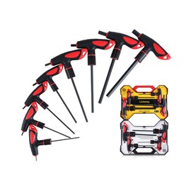 Lichamp T Handle Allen Wrench Set Metric, 8 Piece Heavy Duty Standard Long Tee Handle Allen Hex Key Set, 2-10mm