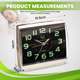 Easylife Set of 2 Easy-to-Read Silent Glow-in-the-Dark Alarm Clocks, Silent Alarm Clock, Glow Clock, Extra Large Number Alarm Clock - Fully Guaranteed | Pack of 2