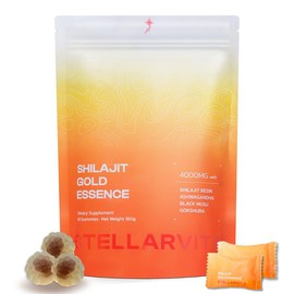 Stellarvita Himalayan Shilajit Gold Essence Gummies – 4000mg with Ashwagandha, Gokshura & Black Mustard, 60 Ct, for Energy & Stress Relief