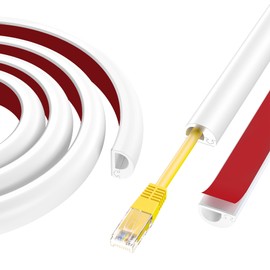 118" Cord Hider Wall, Self Adhesive Silicone Cord Covers for Wires On Wall, Cord Hider for Wall Mount TV, Flexible Cable Cover Raceway Kit for 1 Wire, White (0.59" W x 0.39" H)