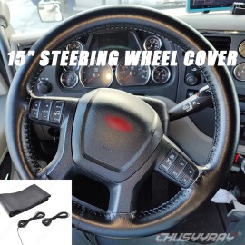 CHUSYYRAY 15" inch Steering Wheel Cover Genuine Leather for Ford F250 F350 Super Duty
