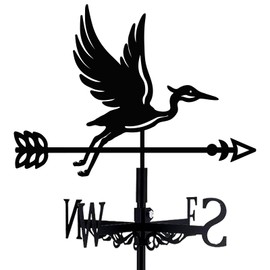 beinkmake Blue Heron Weathervane Metal Wind Vane Arrow Weathercock Garden Decoration Wind Direction Indicator Stake Roof Mount Ornament for Farmhouse Yard Outdoor