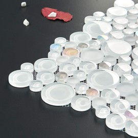 Simple Tile - 5 Sheets Glass Mosaic Tile for Kitchen Backsplash, Bathroom Shower Wall, Etc, Bubble Collection, Mixed Rounds, 12"X12"X5/16 (Set of 5 Sheets, GM 4101 - Mist)