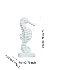 Garkria Resin Seahorse Figurine Mediterranean Theme Seahorse Ornament Collection Craft Sculpture Tabletop Ornaments for Dining Room Office Home Tabletop Decoration - White