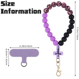 LEGENTLISUR Cross Silicone Beaded Phone Wrist Strap Cellphone Wristlet Lanyard with Tether Tab Phone Bracelet Strap Chains (Medium Orchid)