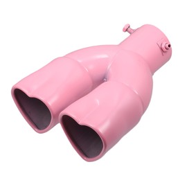 X AUTOHAUX Car Exhaust Tip Heart Shaped Tail Pipe 2.48Inch OD 2.64x2.36Inch Outlet 8.66Inch Length Straight Bolt-On Muffler Tip Metal Pink