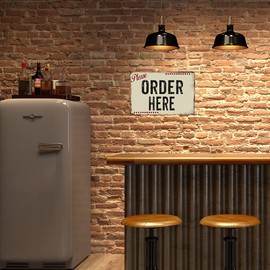 Order Here Sign Putty Restaurant Cafe Pick Up Signs Coffee Shop Decor Vintage Diner Rustic Wall Décor Gift 8 x 12 High Gloss Metal 208120061056