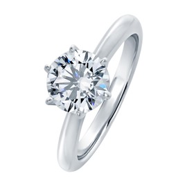 DoubleAccent Sterling Silver Ring Round 1.5 carat CZ Stone 6 prong Classic Solitaire Wedding Engagement Ring 7.5MM (Size 5 to 10), 6