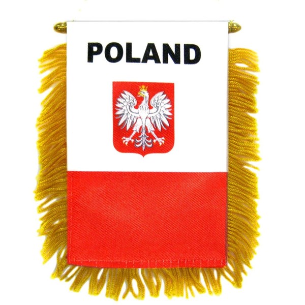 Poland Eagle Mini Flag 4"x6" Window Banner w/suction cup