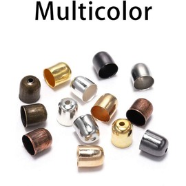 WsjiaboFux 50Pcs Multicolor Tassel Leather Cords Buckle End Tip Cap Suede Fiber Crimps End Beads Caps Metal Cord End Cap for Jewelry Making End Caps Supplies DIY (12 x 12mm)