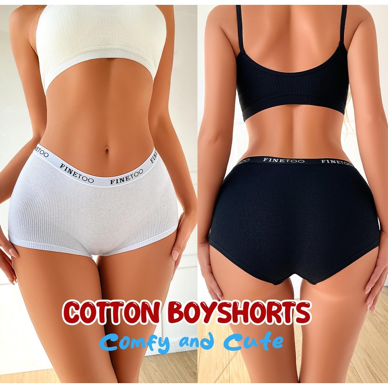 FINETOO Boyshort Underwear for Women Cotton Boxer Briefs Full Coverage