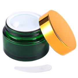 Over News 1PCS 1 oz Glass Container Jars with Lids, Empty Cosmetic Round for Cream, Lotion (Green)