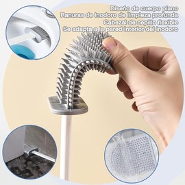 Juego de Cepillo Escobilla Inodoro de Silicona 3 en 1 con Base Antigoteo