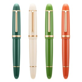 4PCS Assorted Colors Jinhao X159 Acrylic Fountain Pen Set, Size 8 Medium Nib Classic Design Smooth Writing Pen with Converter (Gold Trim)