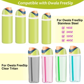 PHULWEL 2 Pack Replacement Lid for Owala Freesip Water Bottle, Compatible with Owala Lid and Cap 16oz 24oz 32oz 40oz, Cup with Straw Brush, for Owala Accessories Leak-Proof,BPA-Free（Yellow）