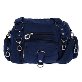 Christian Wippermann - High-quality shoulder bag women's fabric canvas 32 x 20 x 10 cm - adjustable strap 75-145 cm - many compartments with zip - perfect canvas bag for work and leisure blue