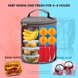 Lunch Bag Lunch Box for Women,Reusable Insulated Lunch Tote Bag,Keep Warm and Fresh,Leakproof Lunch Tote Large Capacity,Cooler Bag Lunch Container for Work/Office/Picnic/Travel (grey)