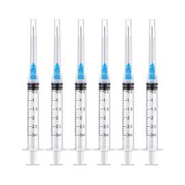 10 Pack 3ml/cc Disposable Luer Lock Lab Syringes with 23Ga 1.5 Inch Needle , Individually Sealed Packed