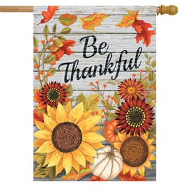 Be Thankful Flowers Fall Double Sided House Flag 40" x 28" Briarwood Lane
