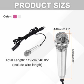 MECCANIXITY 2 Pcs Mini Microphone, Mini Mic Tiny Microphone Phone Type C Mic Small Microphone for Record Phone Voice, Hot Pink/Silver
