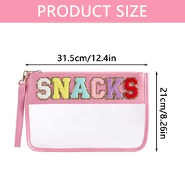One Piece Cute Chenille Letter Zipper Pouch Portable Nylon Letter Make up Bag Transparent PVC Cosmetics Bag for Women, Travel, Gym, Beach