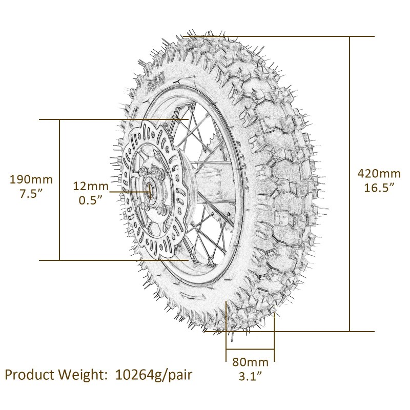 Unbranded 3.00-10 Rear Wheel Tire Disc Brake CRF50 70cc 110cc
