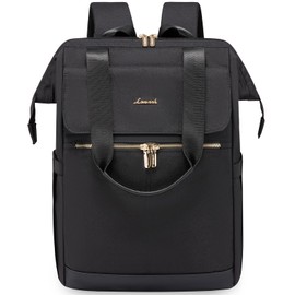 LOVEVOOK 17.3 inch Laptop Rucksack Bag for Ladies, Black Backpack Womens, Waterproof Daypacks for Office Teacher Nurse, Fashion School Bags with USB Port for Work University Travel Business