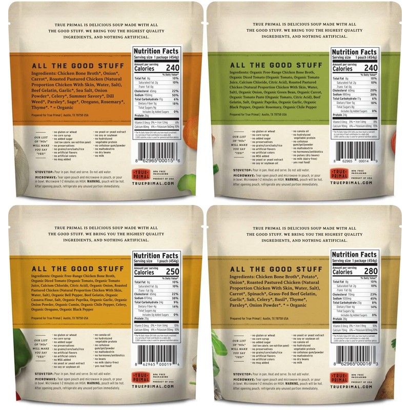 True Primal Souper Chicken Variety 8-pack, Ready to eat, Gluten